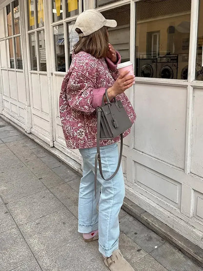 Kvinnors Topp Avslappnad Blommönster Polyester-5