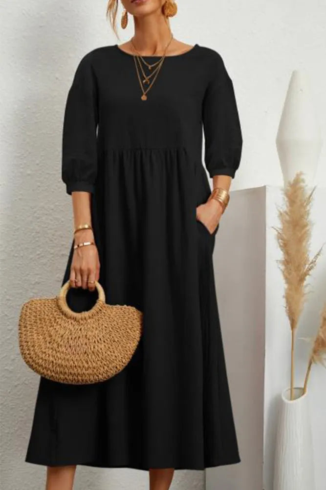 Variant image for Dam Fritidsklänning A-linje Cirkulär Halsringning Mjuk Tyg-31