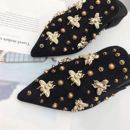 Variant image for Dam Mules Suede Medium Häl med Metallic Ornament-2