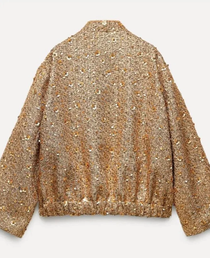 Damjacka Överdimensionerad Glitter Polyester för Damer-6