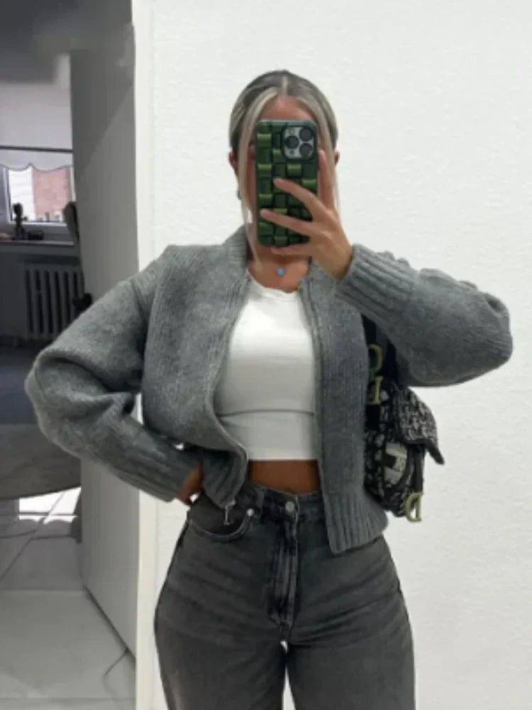 Dam Stickad Väst Elegant Design Mjuk Material-2