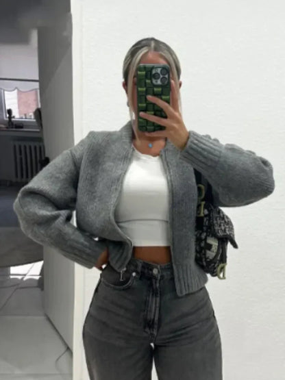 Dam Stickad Väst Elegant Design Mjuk Material-2