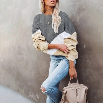 Stickad Dam Tröja Avslappnad Design Mjuk Material-3