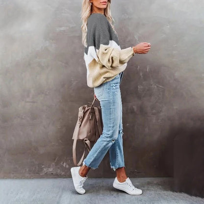 Dam Tröja Avslappnad Stil Mjuk Höstmaterial-5