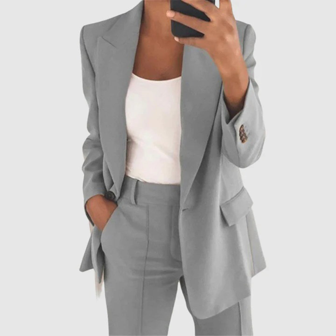 Dam Blazer Set Elegant Högkvalitativ Tyg-6