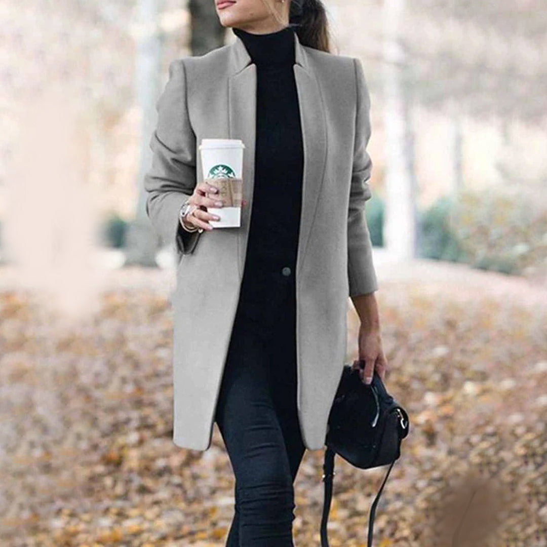 Damjacka Höstmode Elegant Design Högkvalitativt Tyg-4