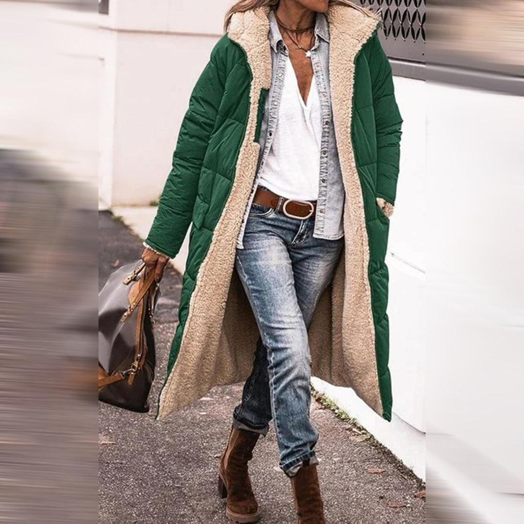 Damjacka Vändbar Kashmir Polyester med Huva-5
