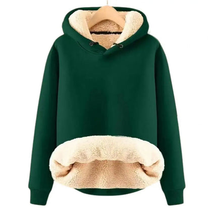 Kvinnors Hoodie Avslappnad Fleece Varm med Justerbar Huva-3