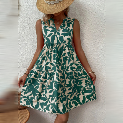 Variant image for Damklänning A-linje Polyester Ärmlös Knälång Boho Stil-6