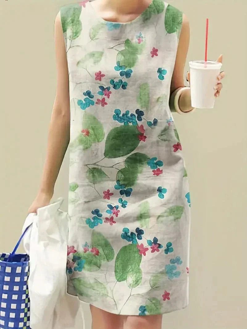 Damklänning Stora Blommor Lätt Tyg för Sommarens Eleganta Tillfällen-3