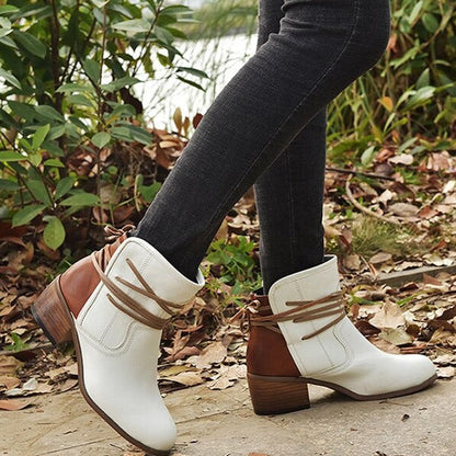 Dam Stövlar Vintage Snörning Läder 6