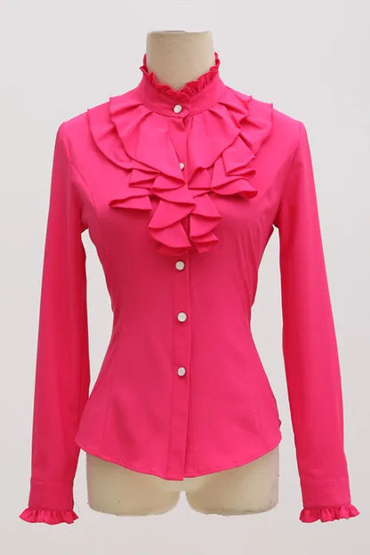 Variant image for Dam Axelfri Blus Chiffong med Ruffles Polyester-2