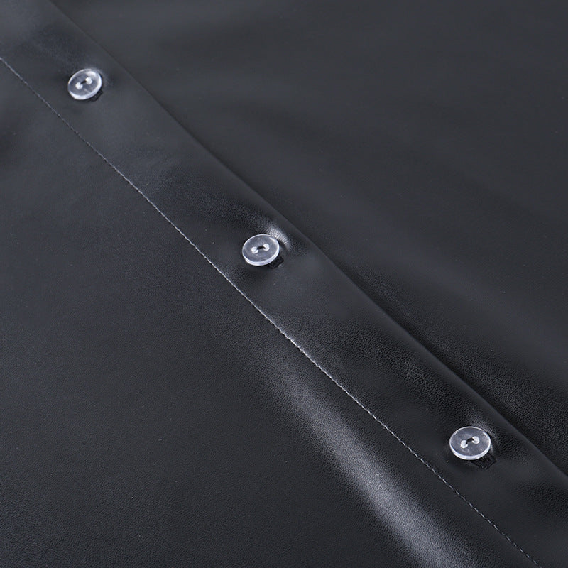 Herrskjorta Klassisk Knappdesign 100% PU Regelbunden Passform-4