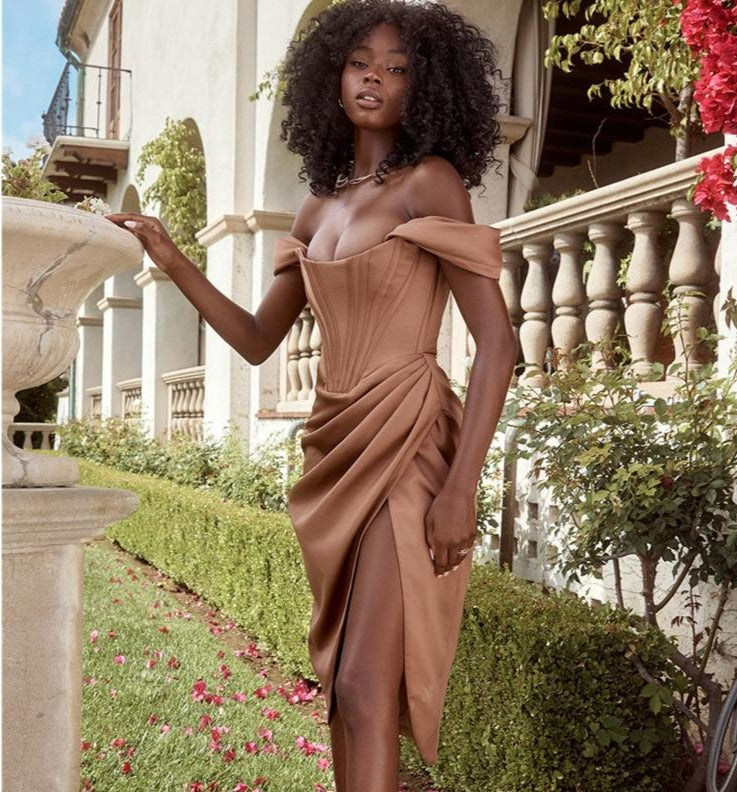 Variant image for Kvinnors Aftonklänning Knäslängd Med Remmar Högkvalitativt Material-2