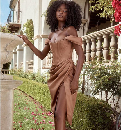 Variant image for Kvinnors Aftonklänning Knäslängd Med Remmar Högkvalitativt Material-2