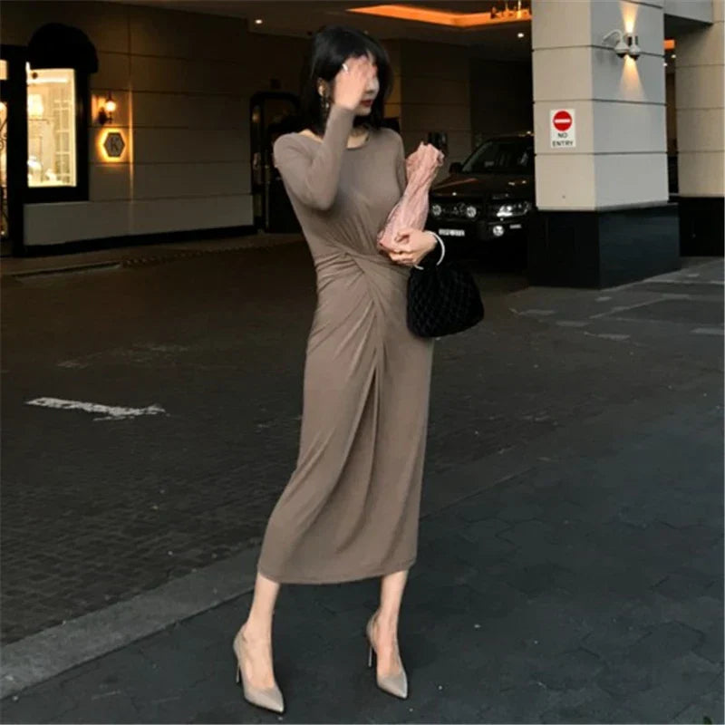 Maxiklänning Dam Figurnära Vårdesign i Bomull och Polyester-3