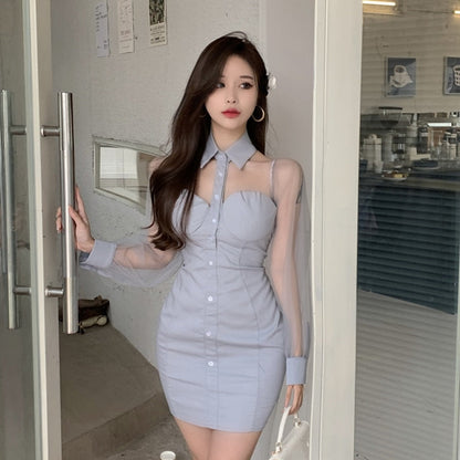 Damklänning Off Shoulder Mini Mikrofiber Med Långa Ärmar 8