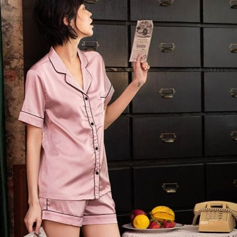 Dam Pyjamas Kort Randig Rayon Set-3