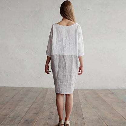 Dam Klänning Elegant Linne för Alla Tillfällen-2
