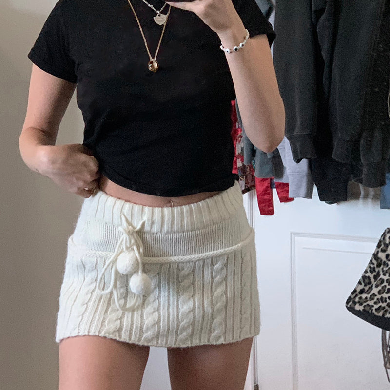 Kvinnors Vit Minikjol Sluttande Passform Ull-6