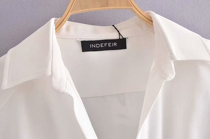 Dam Blus V-Neck Långärmad Polyester Elegant Stil-3