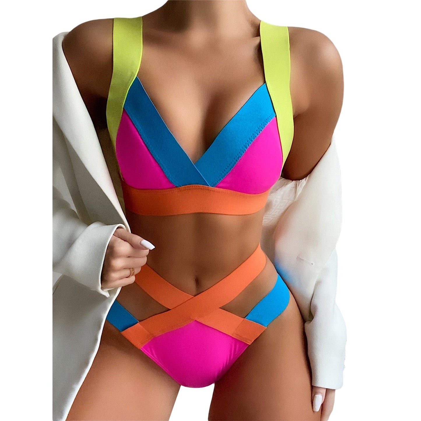 Variant image for Dam Bikini Hög Midja Nylon Patchwork-2