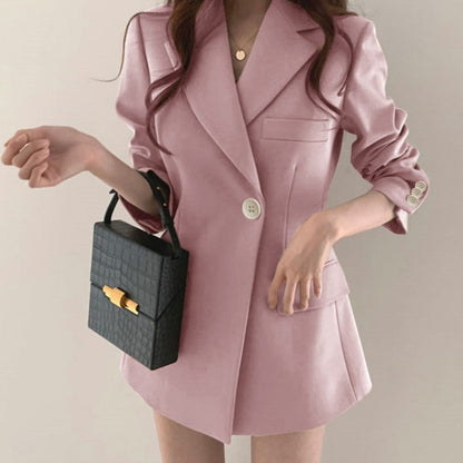 Kvinnors Blazer Klassisk Långärmad Bomull-3