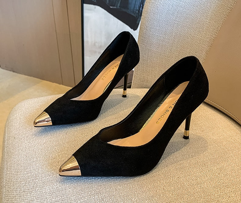 Kvinnors Pumpskor Spetsig Tå PU Material-6