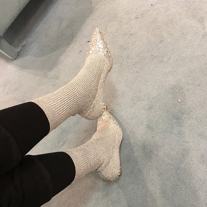 Kvinnors Ankelskor Spetsig Tå Syntetisk Material-6