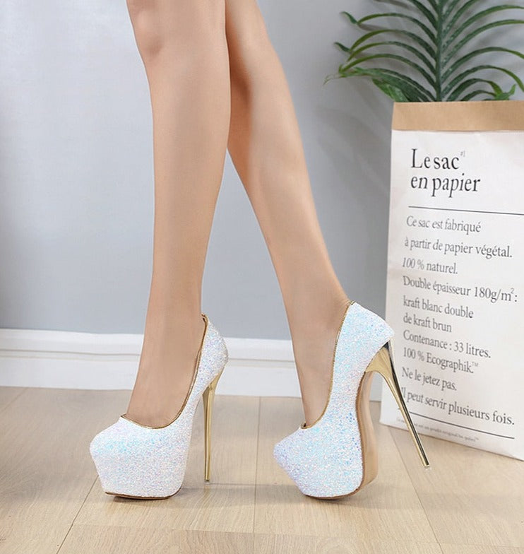 Kvinnors Pumps Glittrande PU-material Toffel Design-3