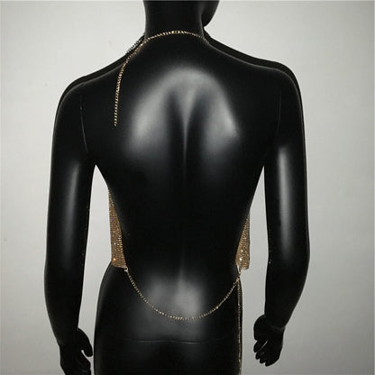 Dam Paljett Topp Halterneck Glittrig Camisole för Festtoppar-6