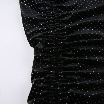 Kvinnors Mini Klänning Paljett Turtleneck Polyester-6