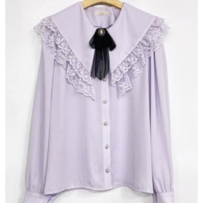 Vit Dam Blus Chiffon med Ruffle Detaljer 9