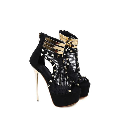 Dam Plattformspumpar Mesh Halkfri Sula Mjuk PU Innersula-1