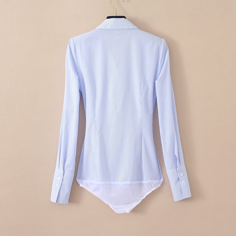 Dam Bodysuit Långa Ärmar Randig Polyester 5