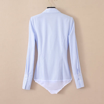 Dam Bodysuit Långa Ärmar Randig Polyester 5