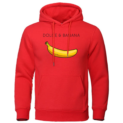 Hoodie Herr med Banantryck Lätt Passform Acetat-Bomull 15