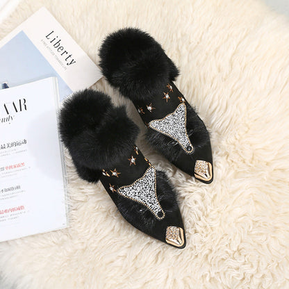 Variant image for Dam Ankelstövlar med Päls och Strass Flock Gummi-8