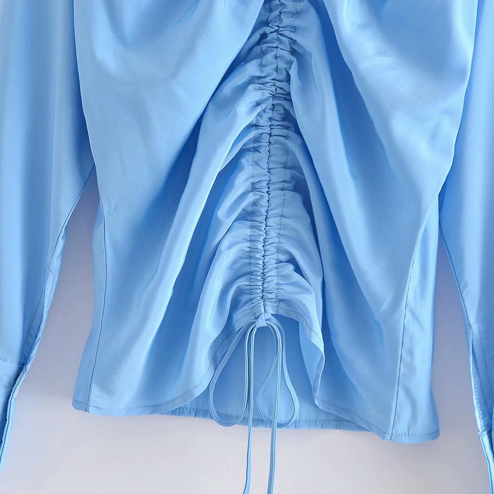 Dam Blus Långärmad V-ringad Polyester-4