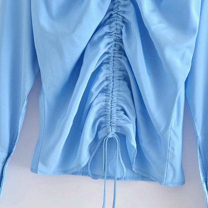 Dam Blus Långärmad V-ringad Polyester-4