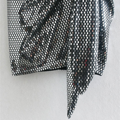 Kvinnors Mini Kjol Med Paljetter Och Ruffles Polyester-6