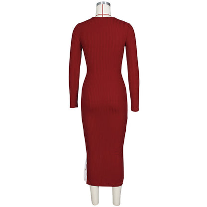 Dam Midiklänning Lång Ärme Dekorativa Detaljer Polyester 3