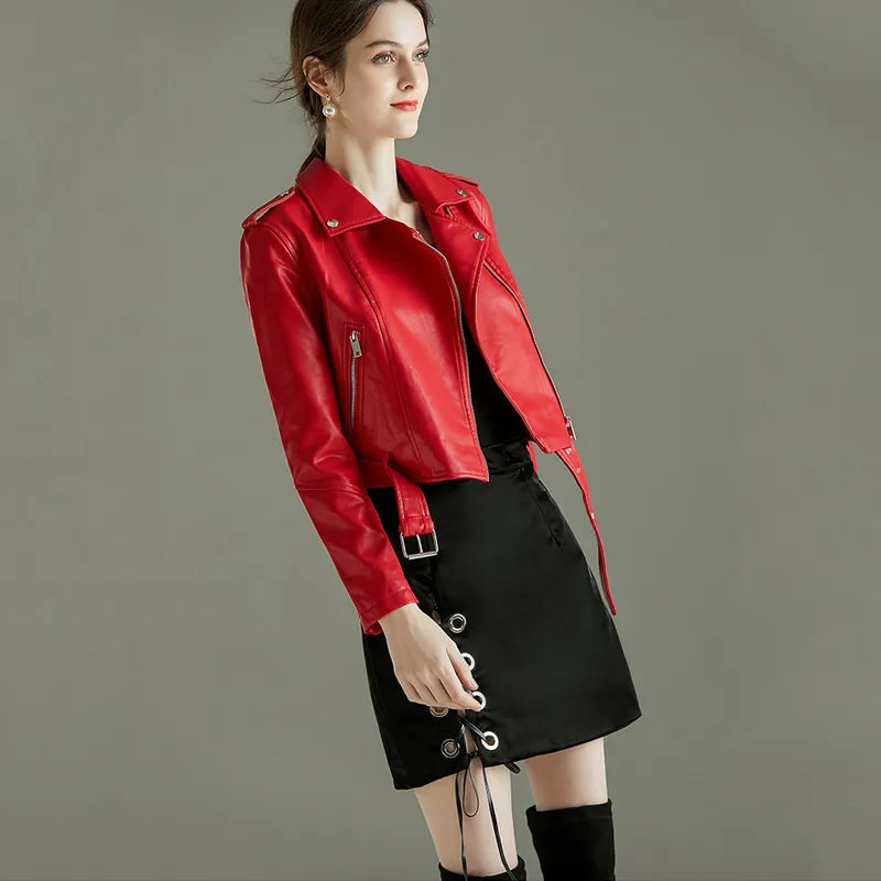 Variant image for Damen-Bikerjacke, Biker-Stil, synthetisch, Leder, dichte montiert-4