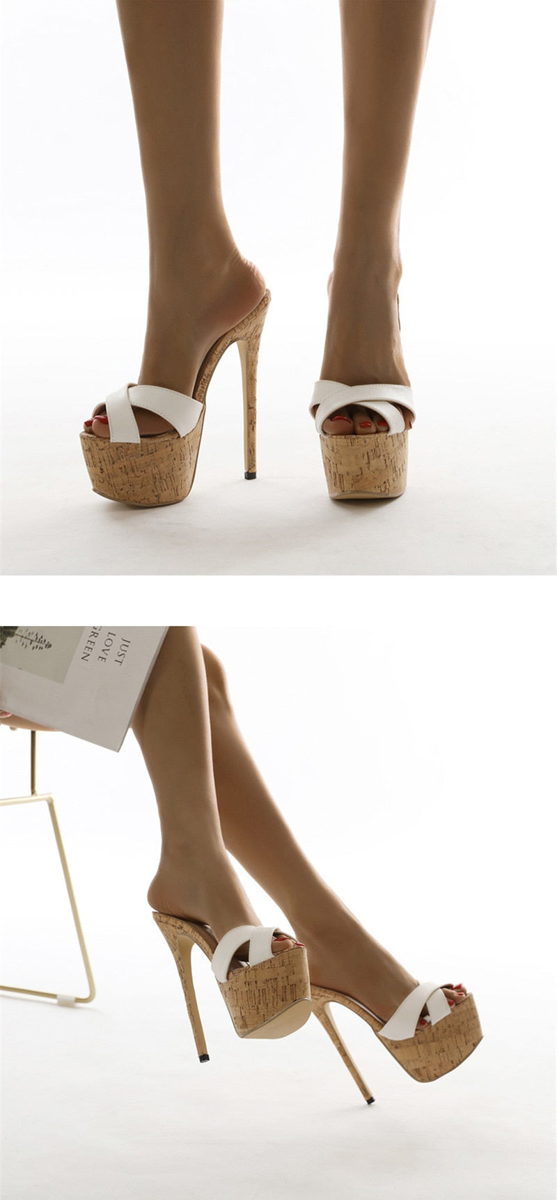 Dam Sandaler Plattform PU-material Hög Klack 17 cm-6