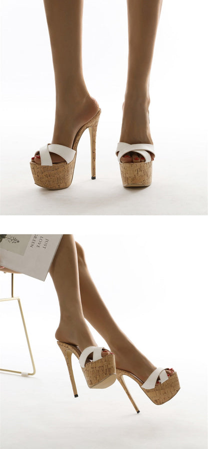 Dam Sandaler Plattform PU-material Hög Klack 17 cm-6