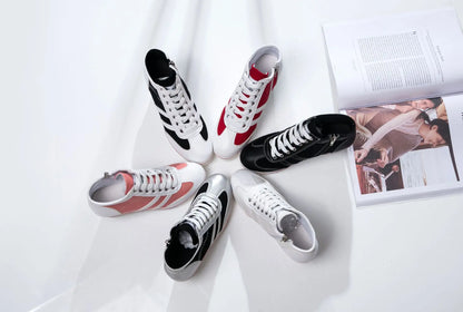 Kvinna Kilsneaker Modern Canvas Hög Häl Komfortabel-3