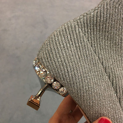 Kvinnors Ankelskor Spetsig Tå Syntetisk Material-4