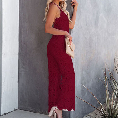 Dam Jumpsuit Ermlös Avslappnad Lätt Material-4