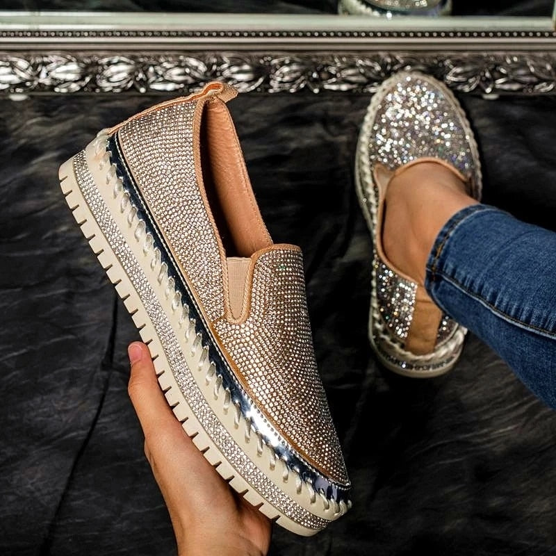 Variant image for Kvinnors Mockasiner Slip-On PU-Läder med Glittrande Detalj-3