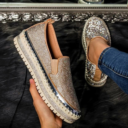 Variant image for Kvinnors Mockasiner Slip-On PU-Läder med Glittrande Detalj-3